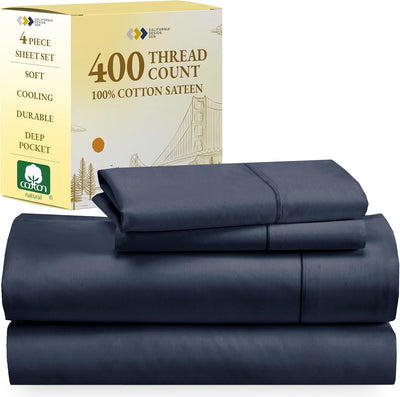 Full Size White Bed Sheets – 400 TC Cotton Set