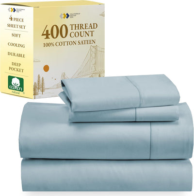 Full Size White Bed Sheets – 400 TC Cotton Set