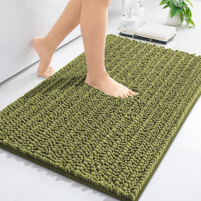 Ivory Chenille Bath Rug – 24"x16" Plush Non-Slip