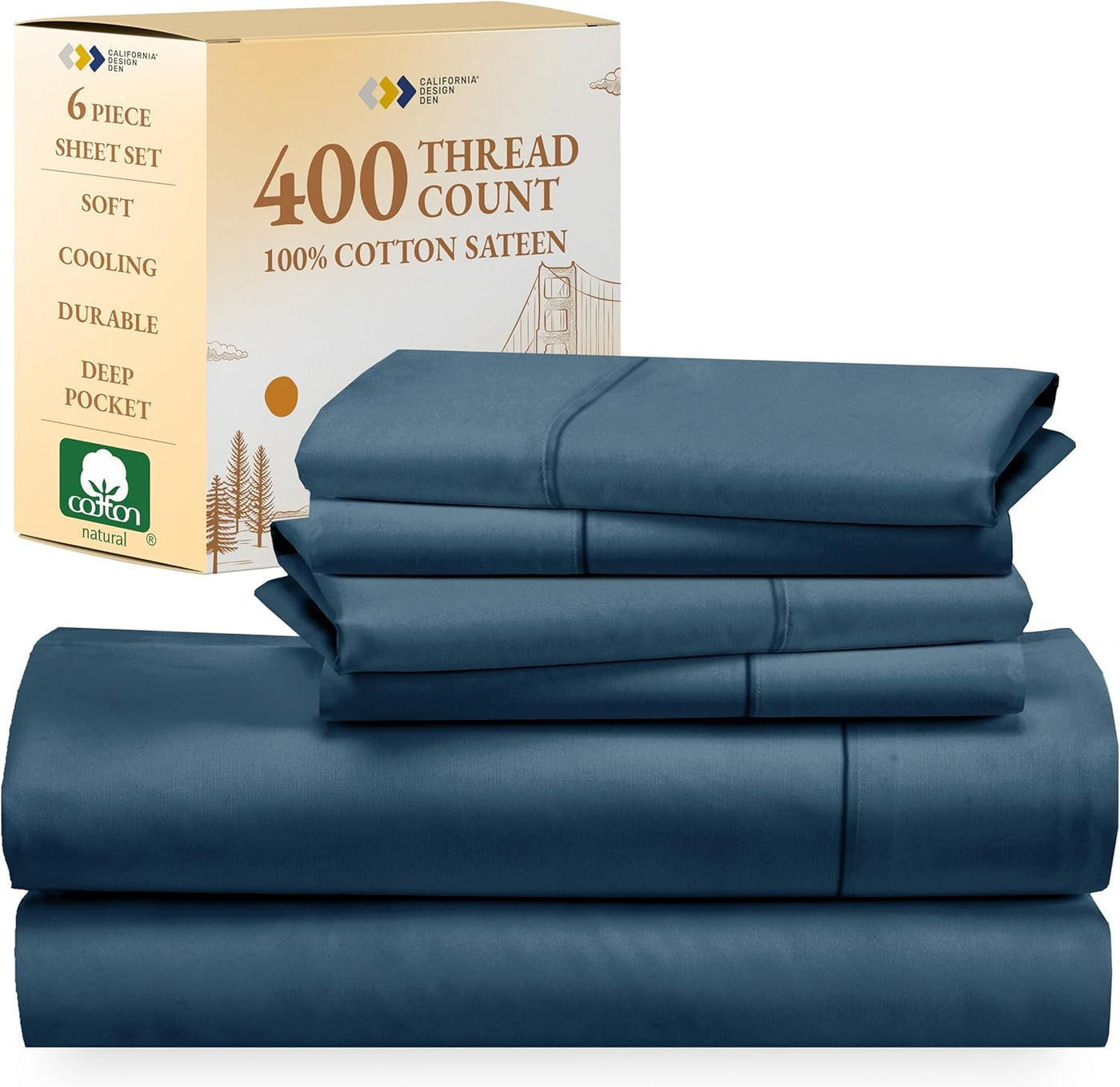 Full Size White Bed Sheets – 400 TC Cotton Set