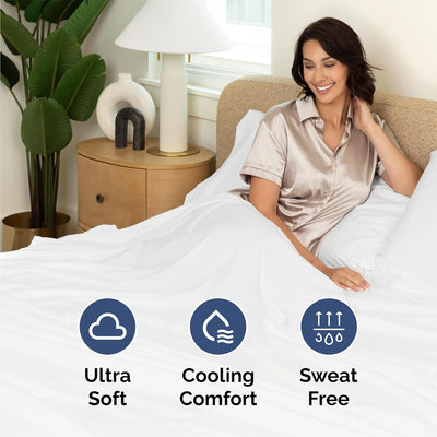 Queen 4-Pc White Sheet Set – Soft, Cooling, Luxury