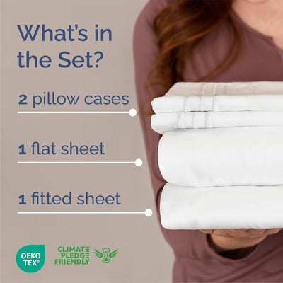 Queen 4-Pc White Sheet Set – Soft, Cooling, Luxury