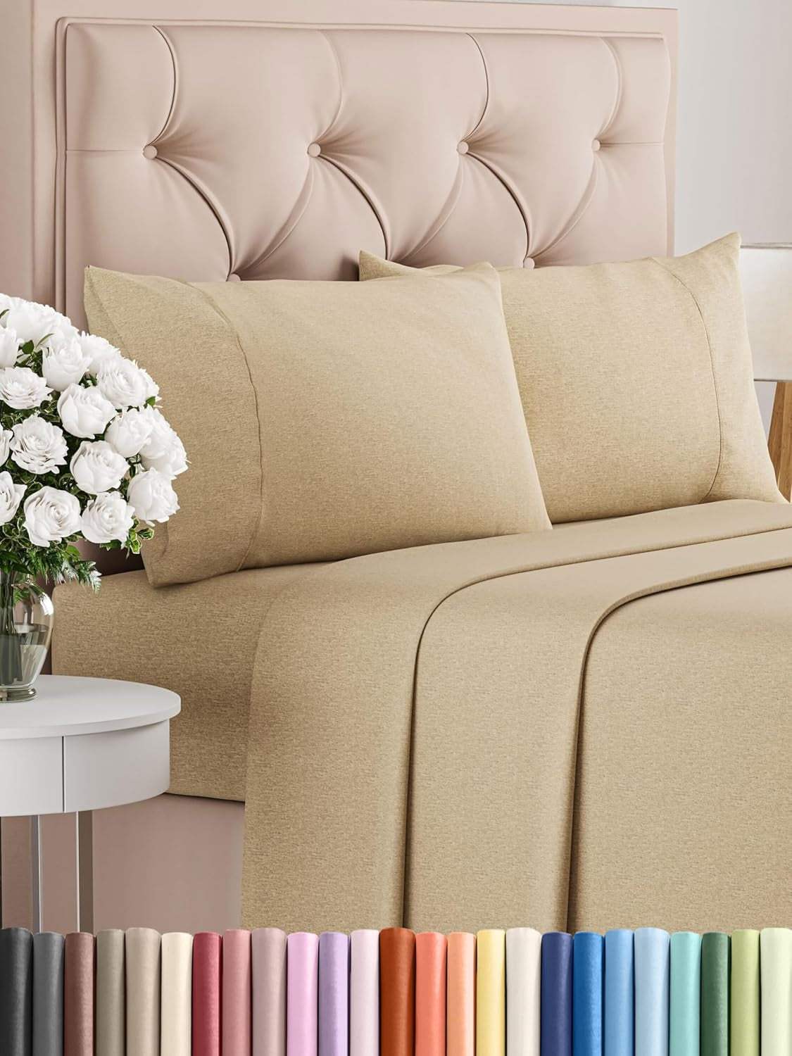 Queen 4-Pc White Sheet Set – Soft, Cooling, Luxury