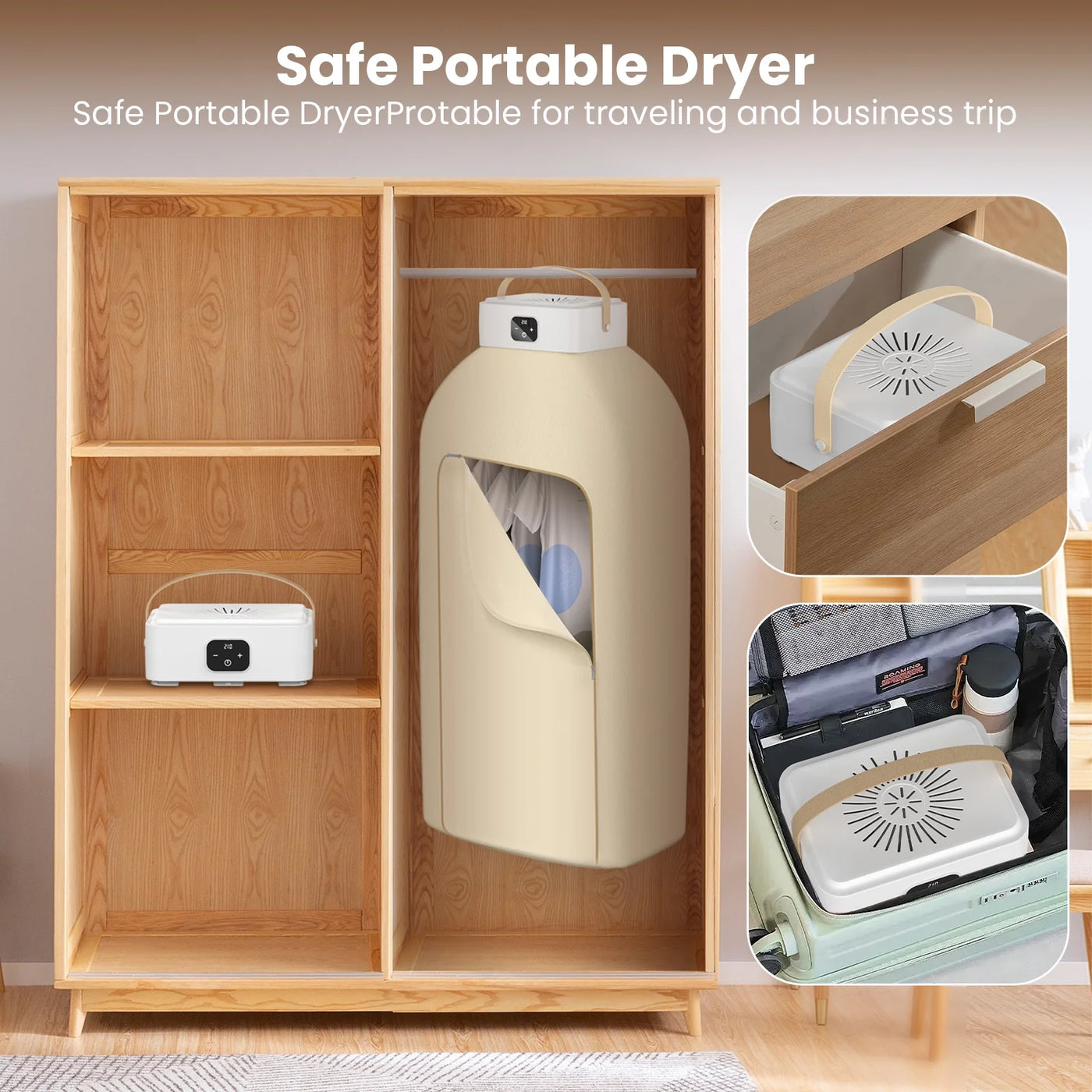 Portable Clothes Dryer, Foldable Electric Mini Drying Machine with Dry Bag and Remote Control