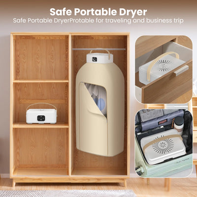 Portable Clothes Dryer, Foldable Electric Mini Drying Machine with Dry Bag and Remote Control