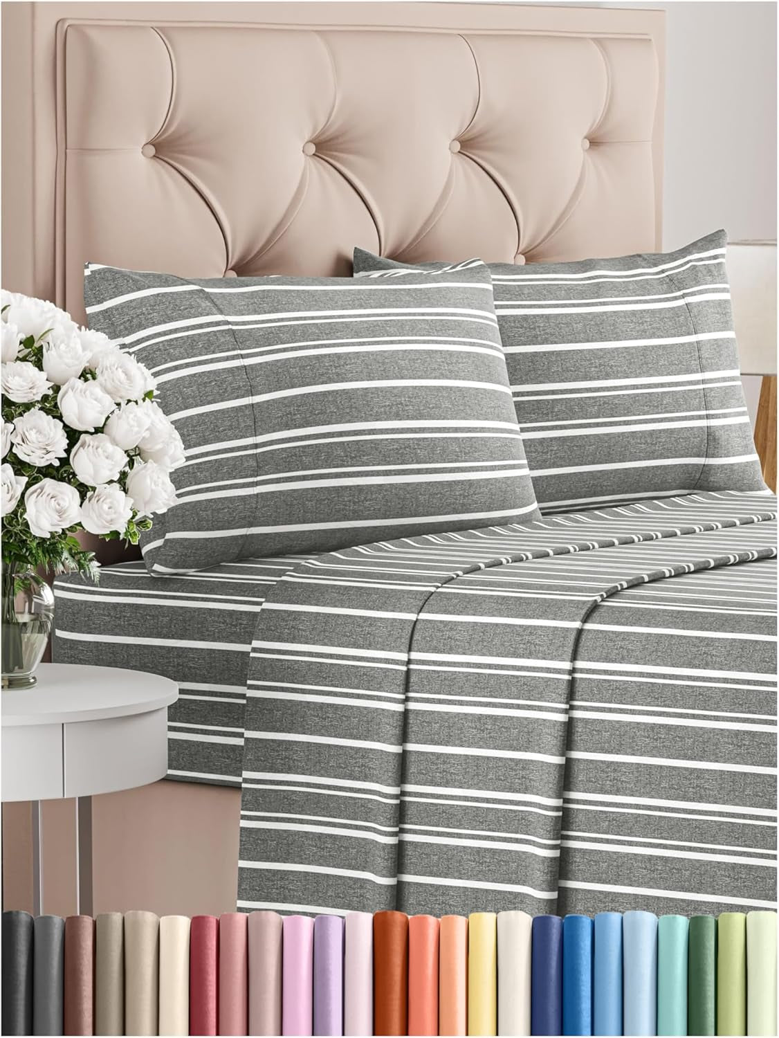 Queen 4-Pc White Sheet Set – Soft, Cooling, Luxury
