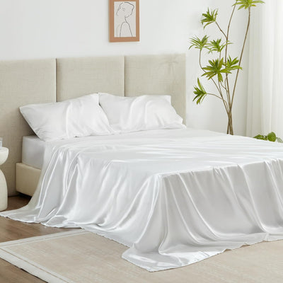 Queen Satin Sheet Set – 4 Pc Pink Silky Bedding