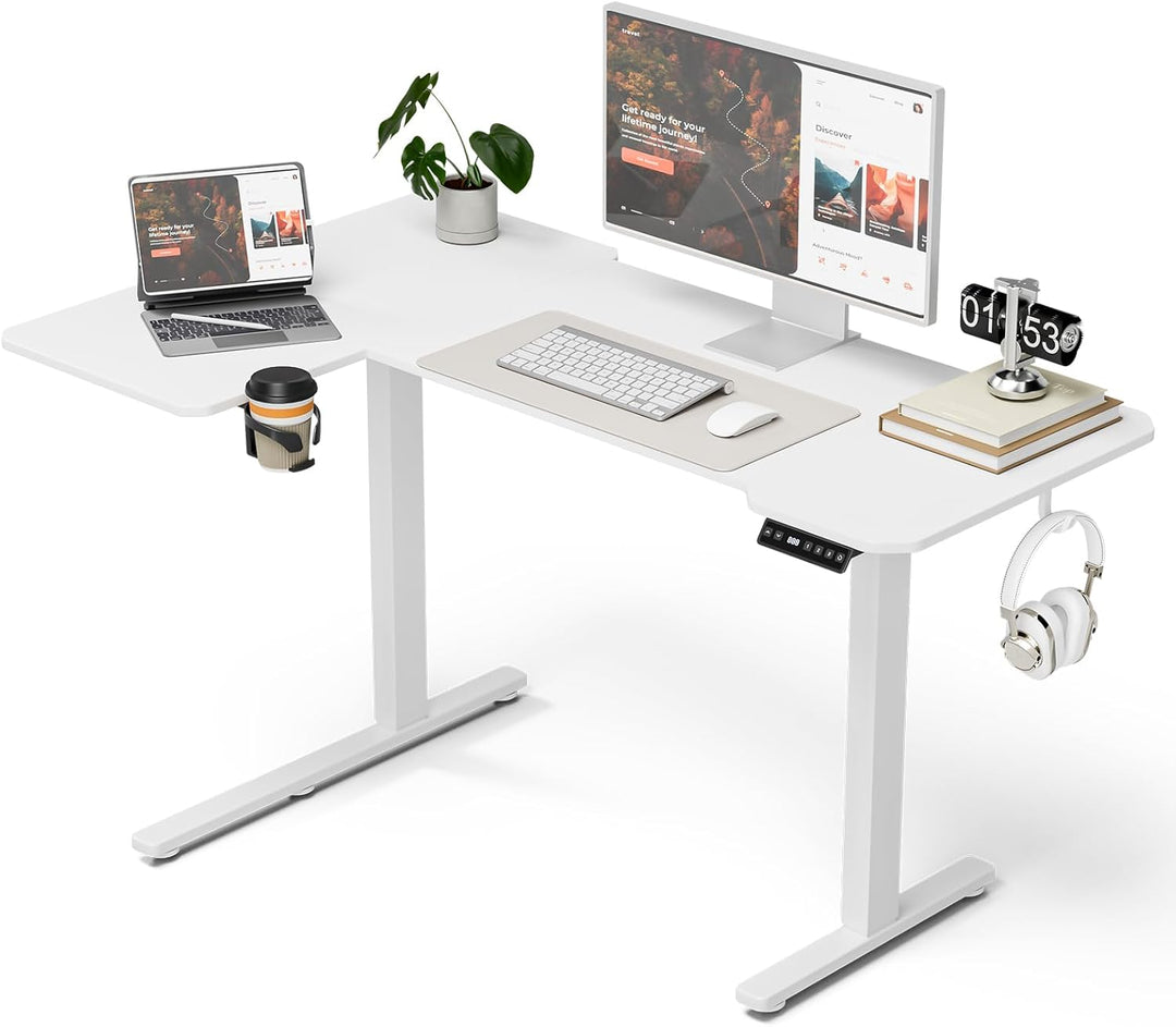 59" L-Shaped Standing Desk – Adjustable Electric Desk