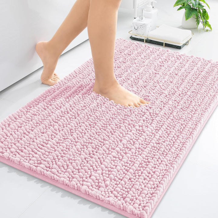 Ivory Chenille Bath Rug – 24"x16" Plush Non-Slip