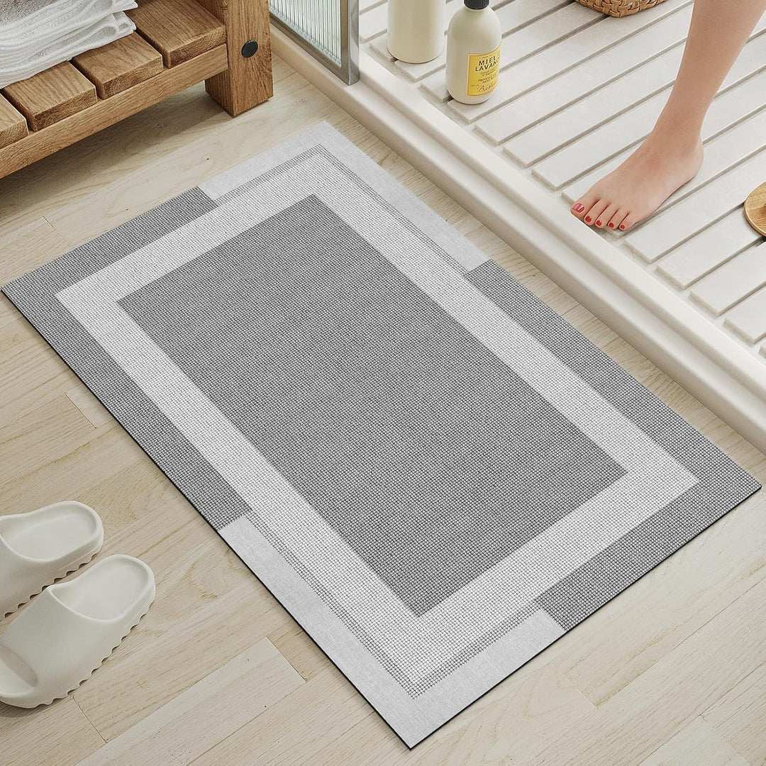 Beige Bath Mat – 16"x24" Thin Non-Slip Quick Dry