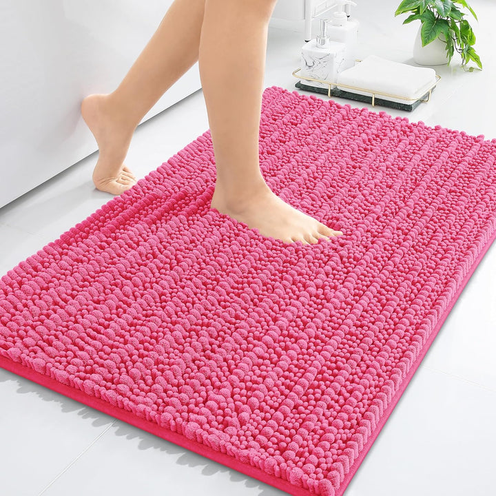 Ivory Chenille Bath Rug – 24"x16" Plush Non-Slip
