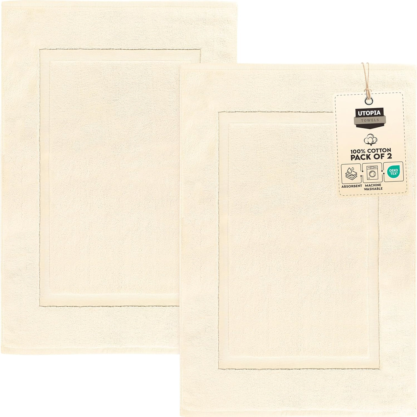 Gray Cotton Bath Mat – 21"x34" Absorbent 2-Pack