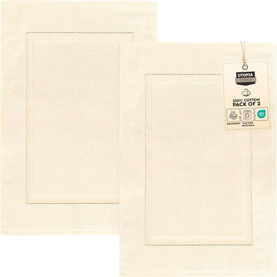 Gray Cotton Bath Mat – 21"x34" Absorbent 2-Pack