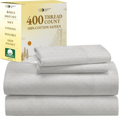 Full Size White Bed Sheets – 400 TC Cotton Set