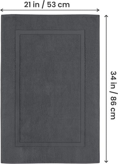 Gray Cotton Bath Mat – 21"x34" Absorbent 2-Pack