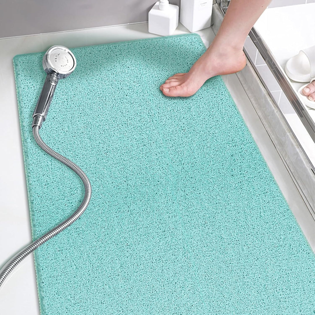 Loofah Shower Mat – 15.7x36 Non-Slip, Light Green