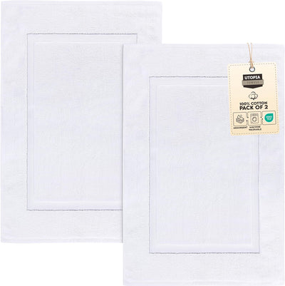Gray Cotton Bath Mat – 21"x34" Absorbent 2-Pack