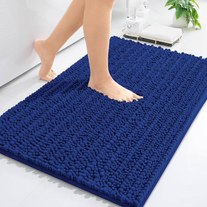 Ivory Chenille Bath Rug – 24"x16" Plush Non-Slip
