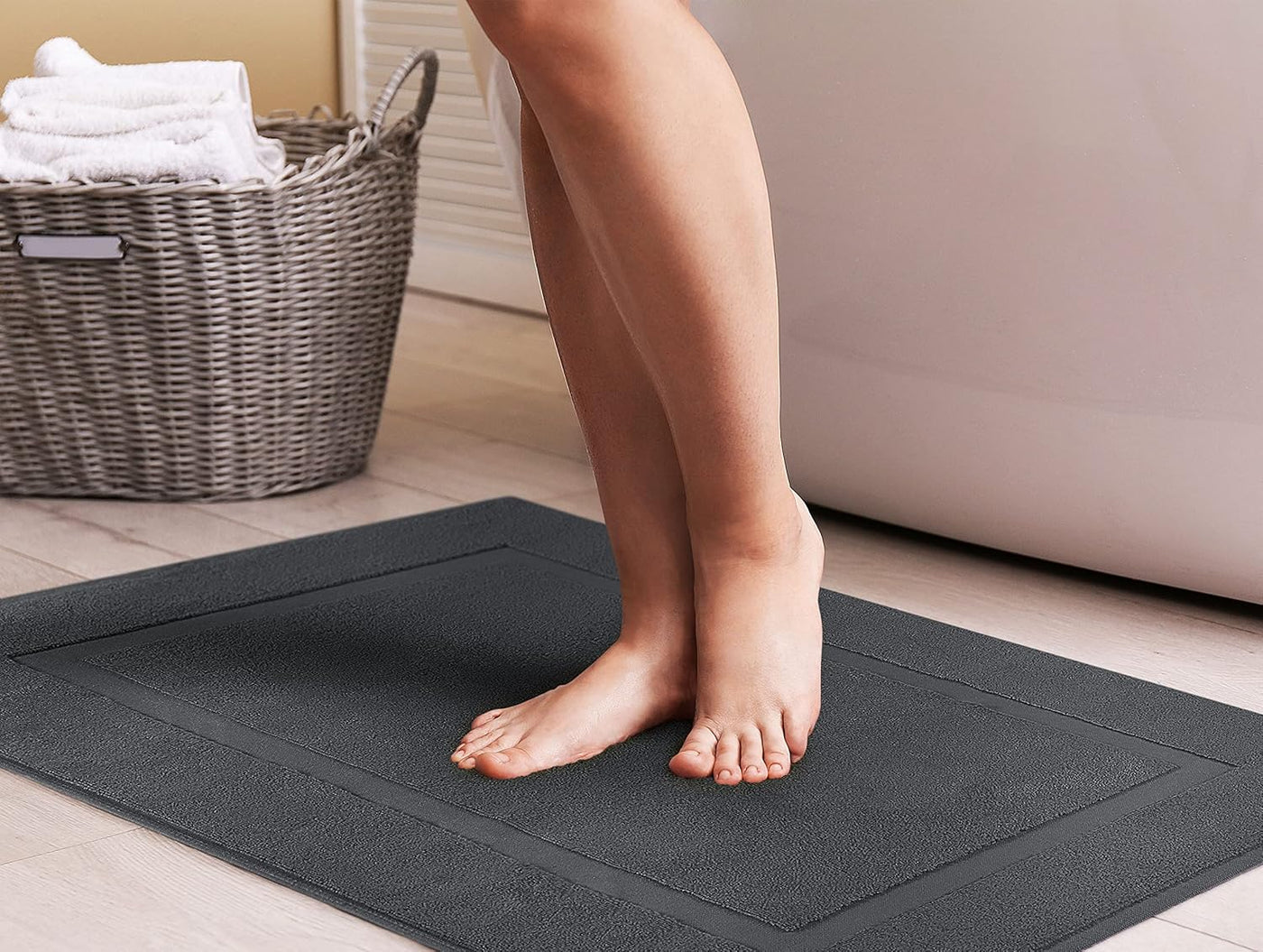 Gray Cotton Bath Mat – 21"x34" Absorbent 2-Pack