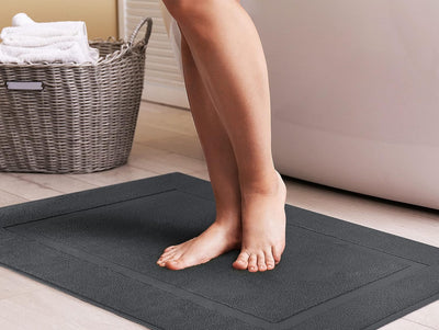 Gray Cotton Bath Mat – 21"x34" Absorbent 2-Pack