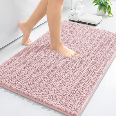Ivory Chenille Bath Rug – 24"x16" Plush Non-Slip