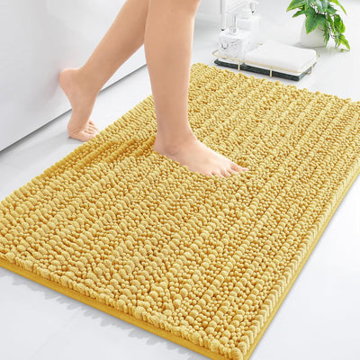 Ivory Chenille Bath Rug – 24"x16" Plush Non-Slip