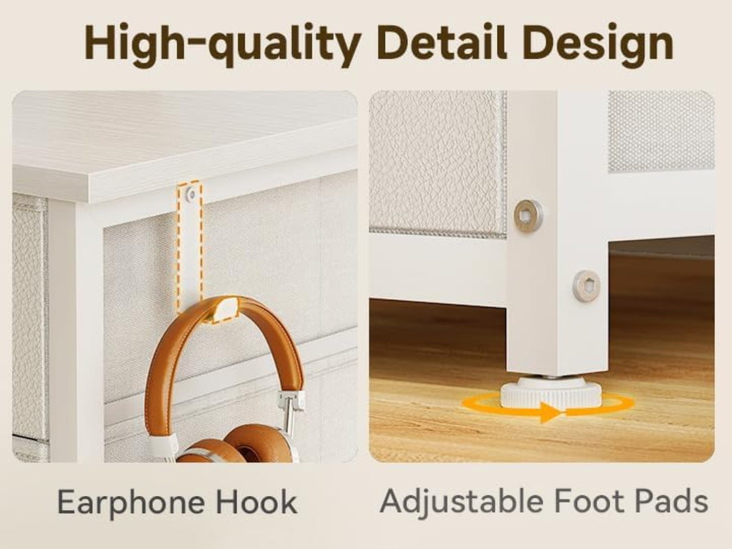 White 48" Computer Desk – Modern Desk w/ Storage