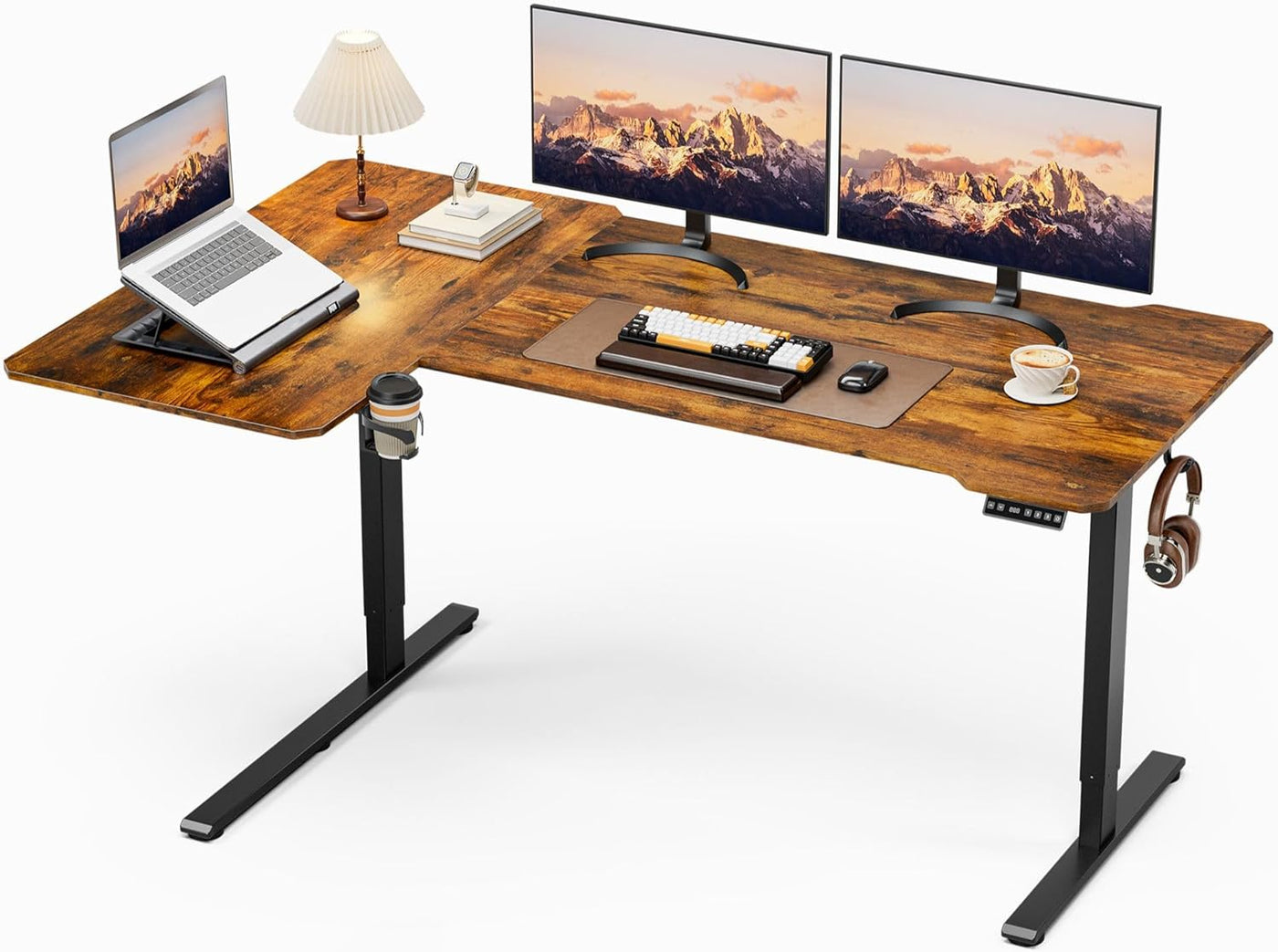 59" L-Shaped Standing Desk – Adjustable Electric Desk