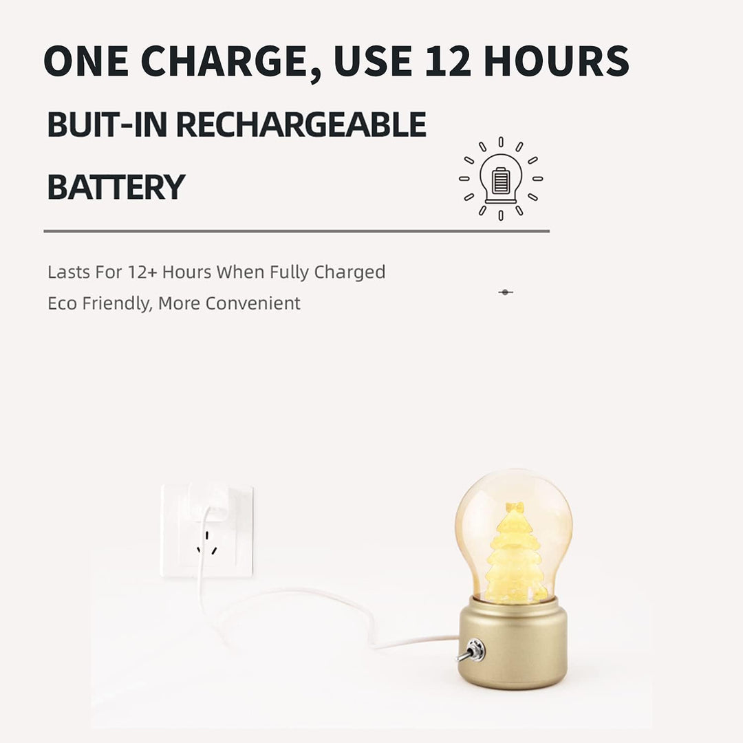 Christmas Tree Table Lamp Retro Bulb Lamp LED Glass Table Bedside Lamps Best Gift for Kids