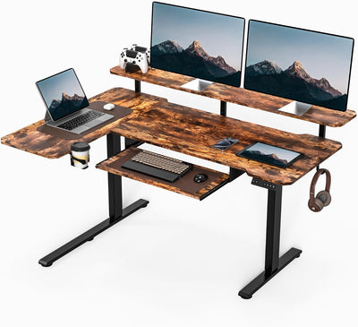 59" L-Shaped Standing Desk – Adjustable Electric Desk
