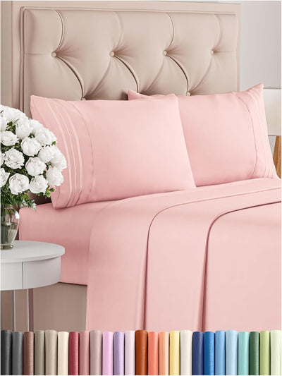 Queen 4-Pc White Sheet Set – Soft, Cooling, Luxury