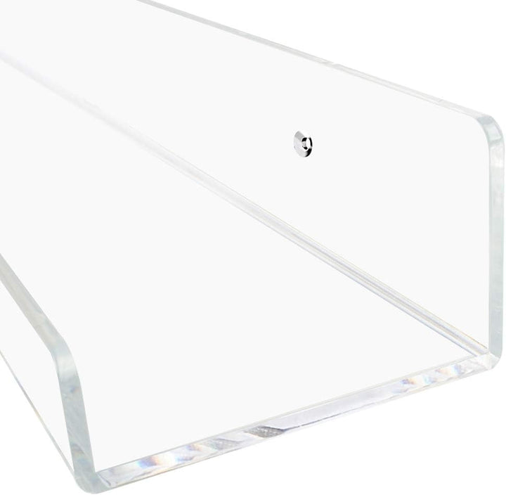 Clear Acrylic Floating Shelves – Set of 3 (15") | Wall-Mounted Invisible Display for Books, Decor & Makeup