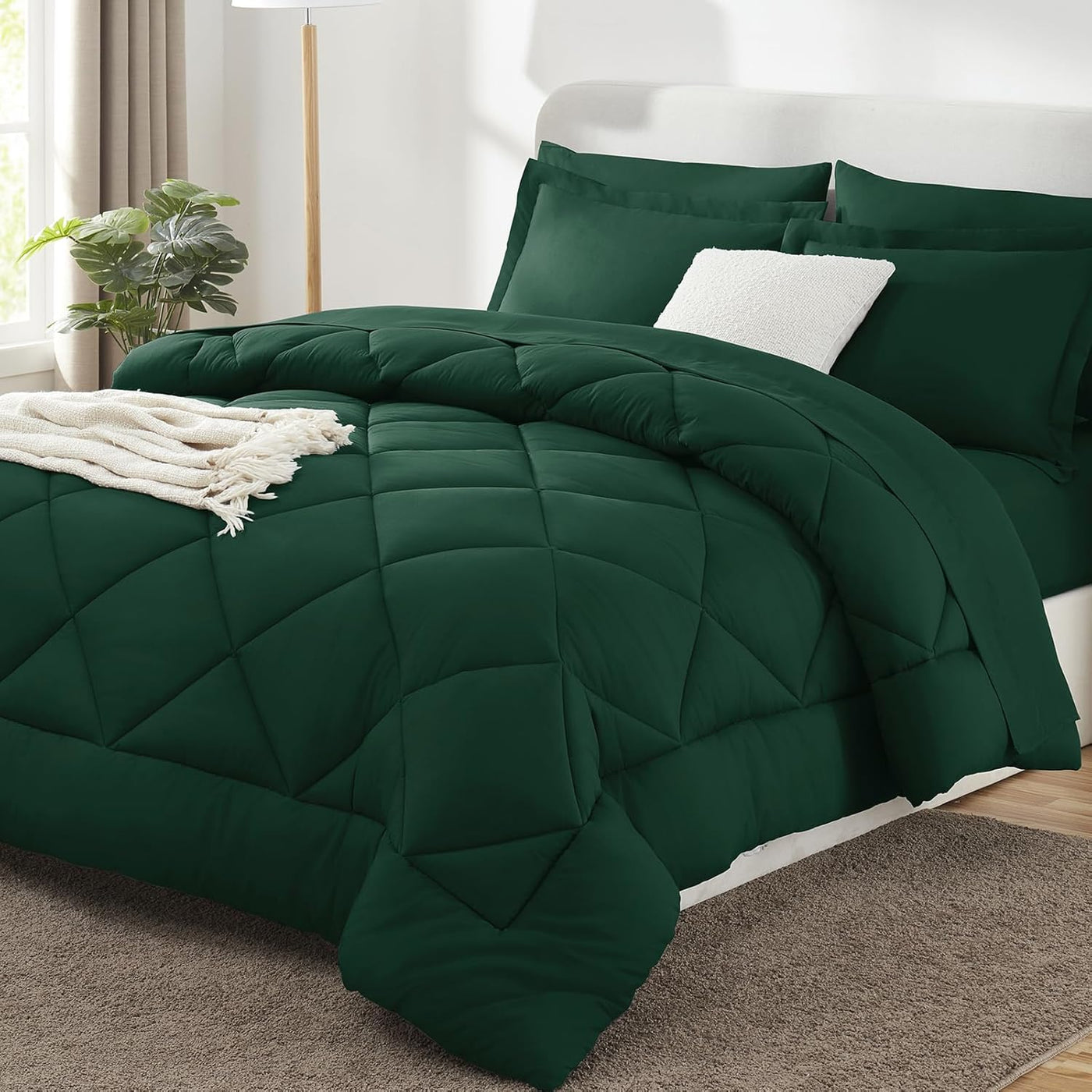 King Size Comforter Set – 7 Piece Dark Grey