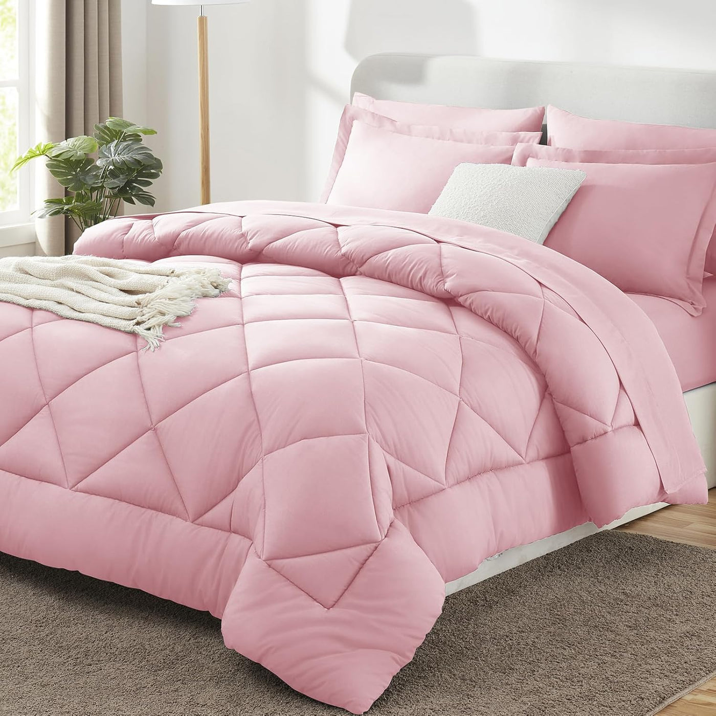 King Size Comforter Set – 7 Piece Dark Grey