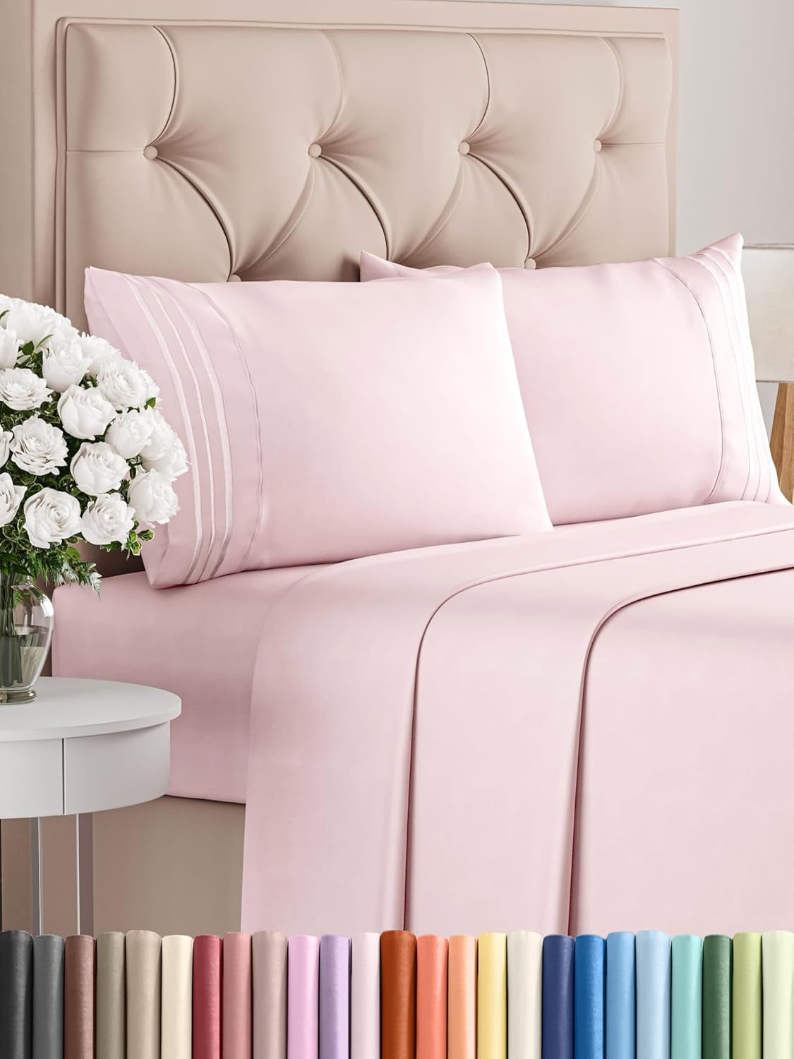 Queen 4-Pc White Sheet Set – Soft, Cooling, Luxury
