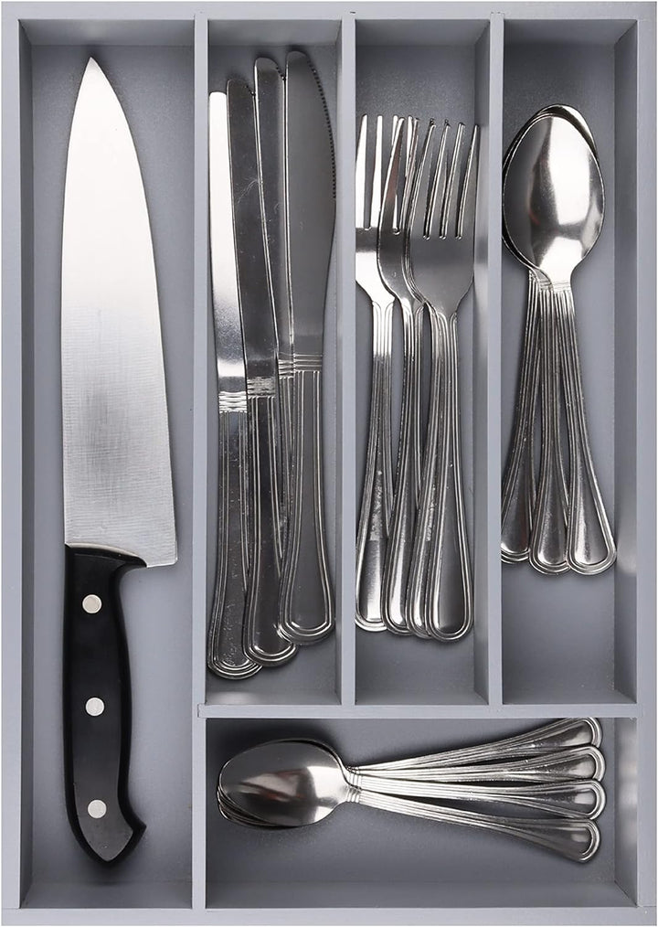 Expandable Bamboo Drawer Organizer for Kitchen & Office – 10 Adjustable Compartments, Fits 13"–22" Wide Drawers