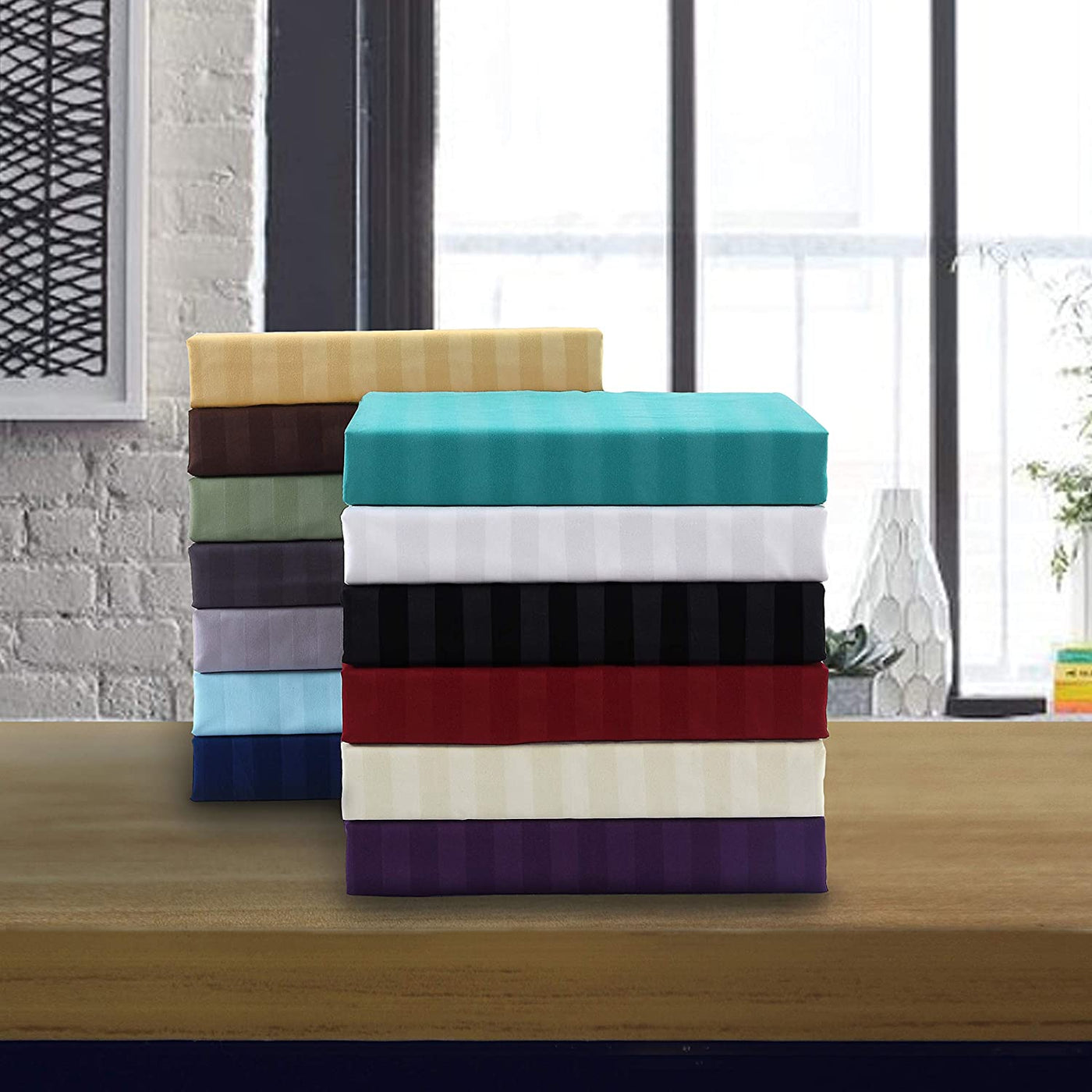 King 6-Pc Damask Stripe Sheet Set – Burgundy