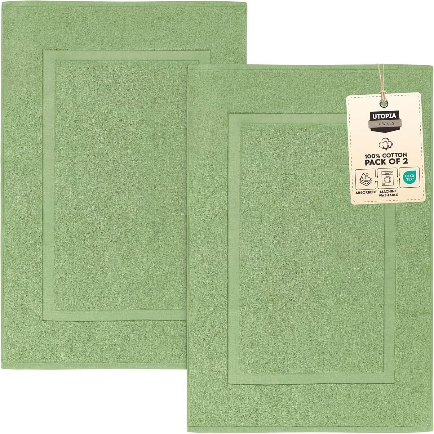Gray Cotton Bath Mat – 21"x34" Absorbent 2-Pack