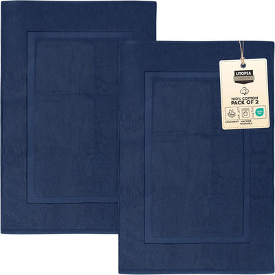Gray Cotton Bath Mat – 21"x34" Absorbent 2-Pack