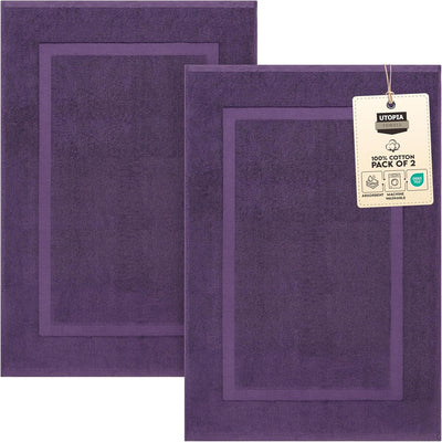 Gray Cotton Bath Mat – 21"x34" Absorbent 2-Pack