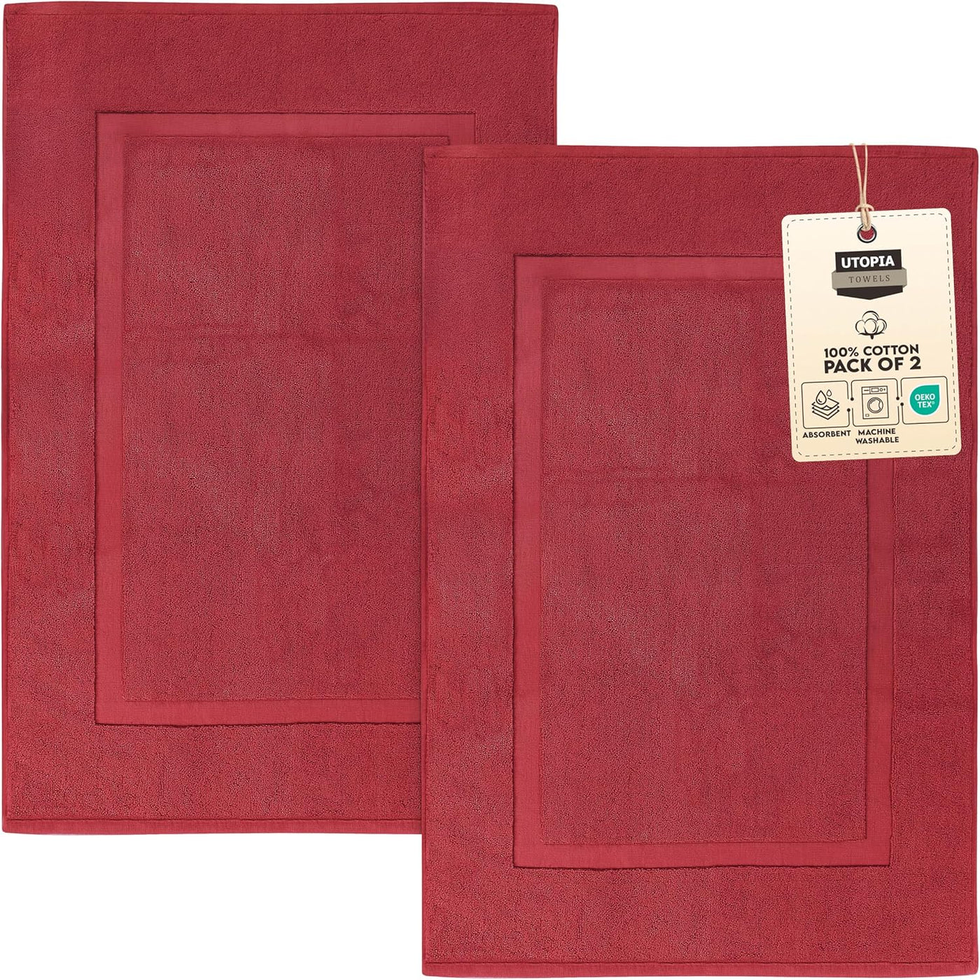 Gray Cotton Bath Mat – 21"x34" Absorbent 2-Pack