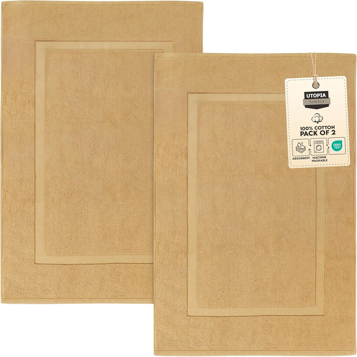 Gray Cotton Bath Mat – 21"x34" Absorbent 2-Pack