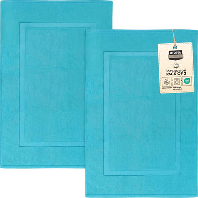 Gray Cotton Bath Mat – 21"x34" Absorbent 2-Pack
