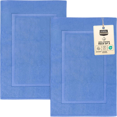 Gray Cotton Bath Mat – 21"x34" Absorbent 2-Pack