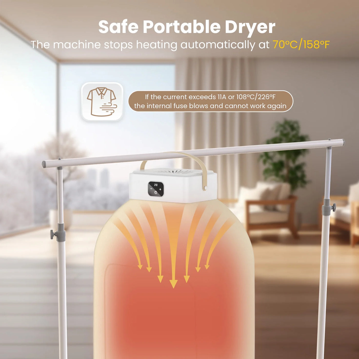 Portable Clothes Dryer, Foldable Electric Mini Drying Machine with Dry Bag and Remote Control