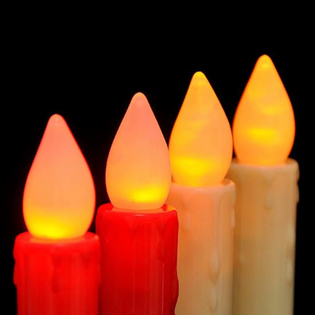2 Set Wedding LED Candles Pillar Tea Light Church Candles Stand Flameless Votive Long Candles for Home Cafe Bar Decor