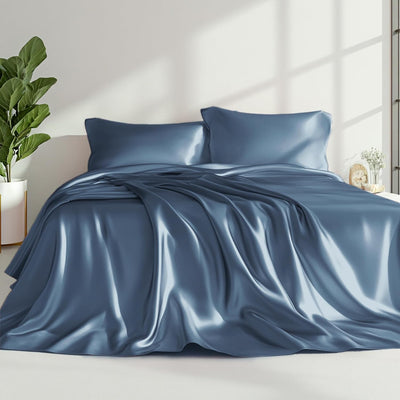 Queen Satin Sheet Set – 4 Pc Pink Silky Bedding