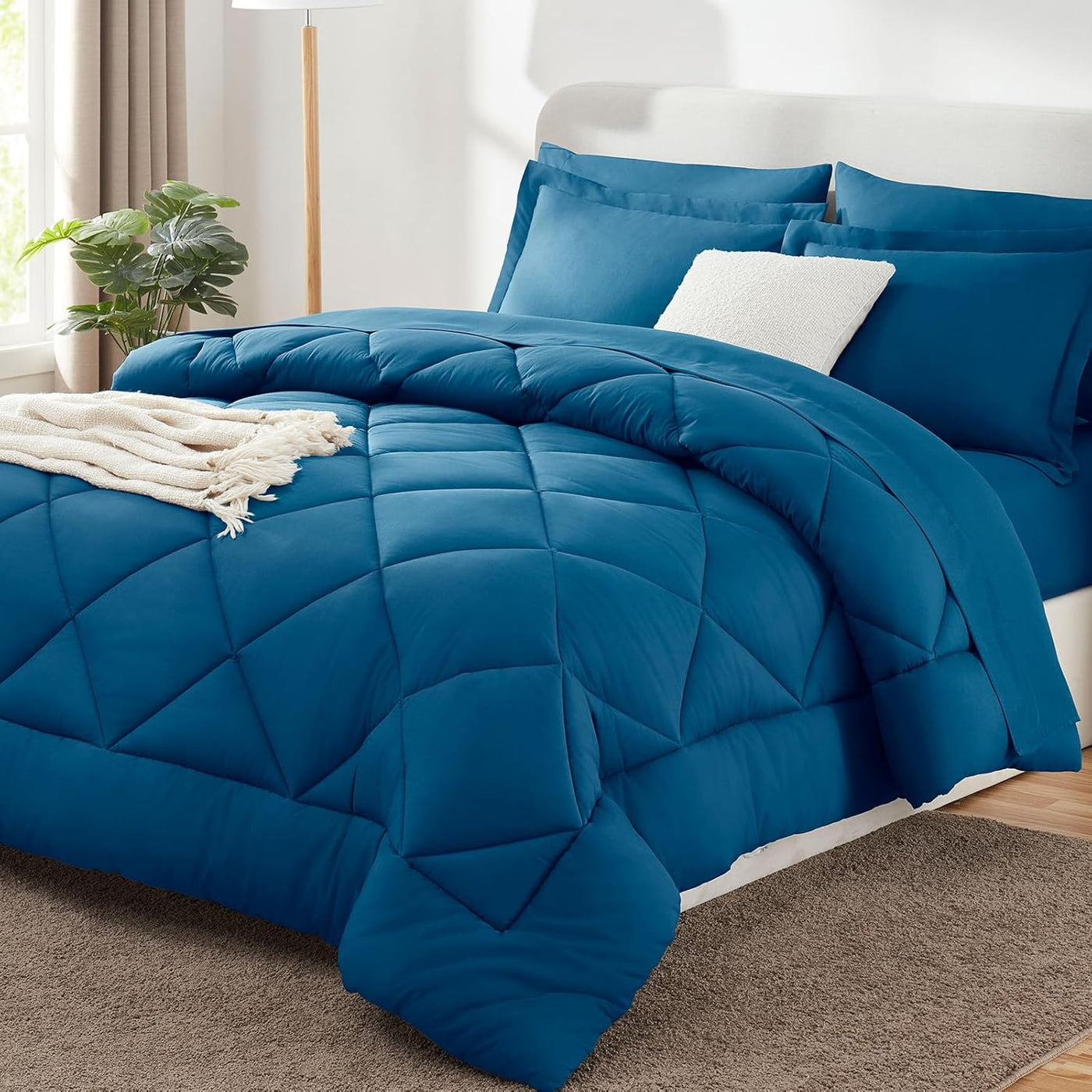 King Size Comforter Set – 7 Piece Dark Grey