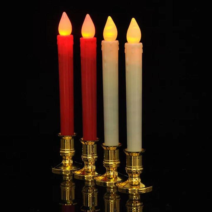 2 Set Wedding LED Candles Pillar Tea Light Church Candles Stand Flameless Votive Long Candles for Home Cafe Bar Decor