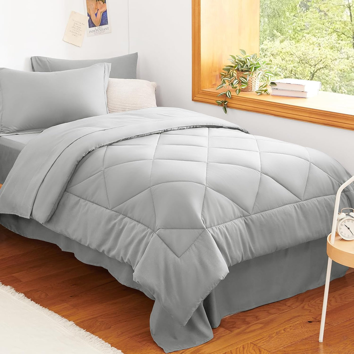 King Size Comforter Set – 7 Piece Dark Grey